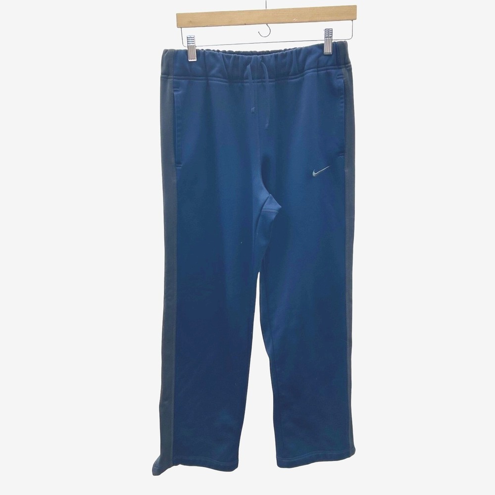 Nike Mens Therma-FIT Sweatpants Medium Blue Grey Fleece Side Zip Sporty